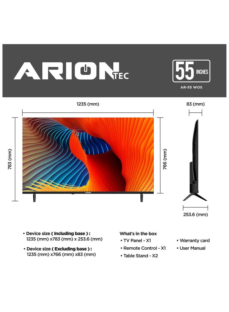 Arion 55-Inch 4K UHD Smart QLED TV Built-in Receiver  – WebOS, ThinQ AI, Dolby Audio, HDR, Frameless Design, Bluetooth, Wi-Fi & Magic Remote Support – AR-55WOS - Image 3